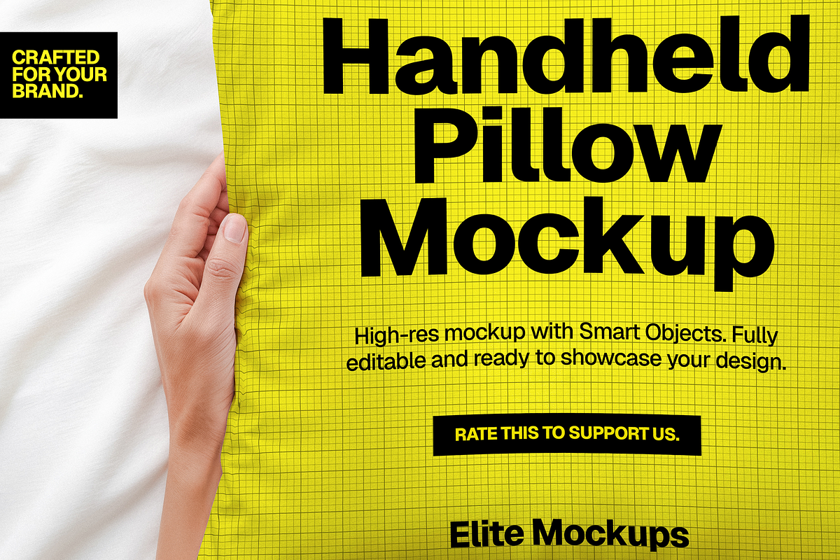 Handheld Pillow Mockup PSD, a Merchandise Mockup by Elite Mockups (Photo 2 of 2)