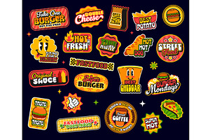 Takeaway fast food y2k stickers, a Food Illustration by Vector Tradition