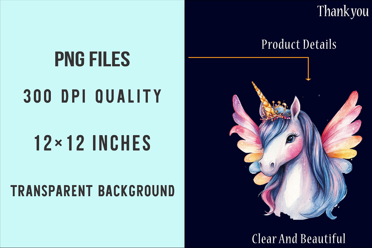 Unicorn Watercolor Clipart, an Illustration by SinaCreation (Photo 4 of 5)