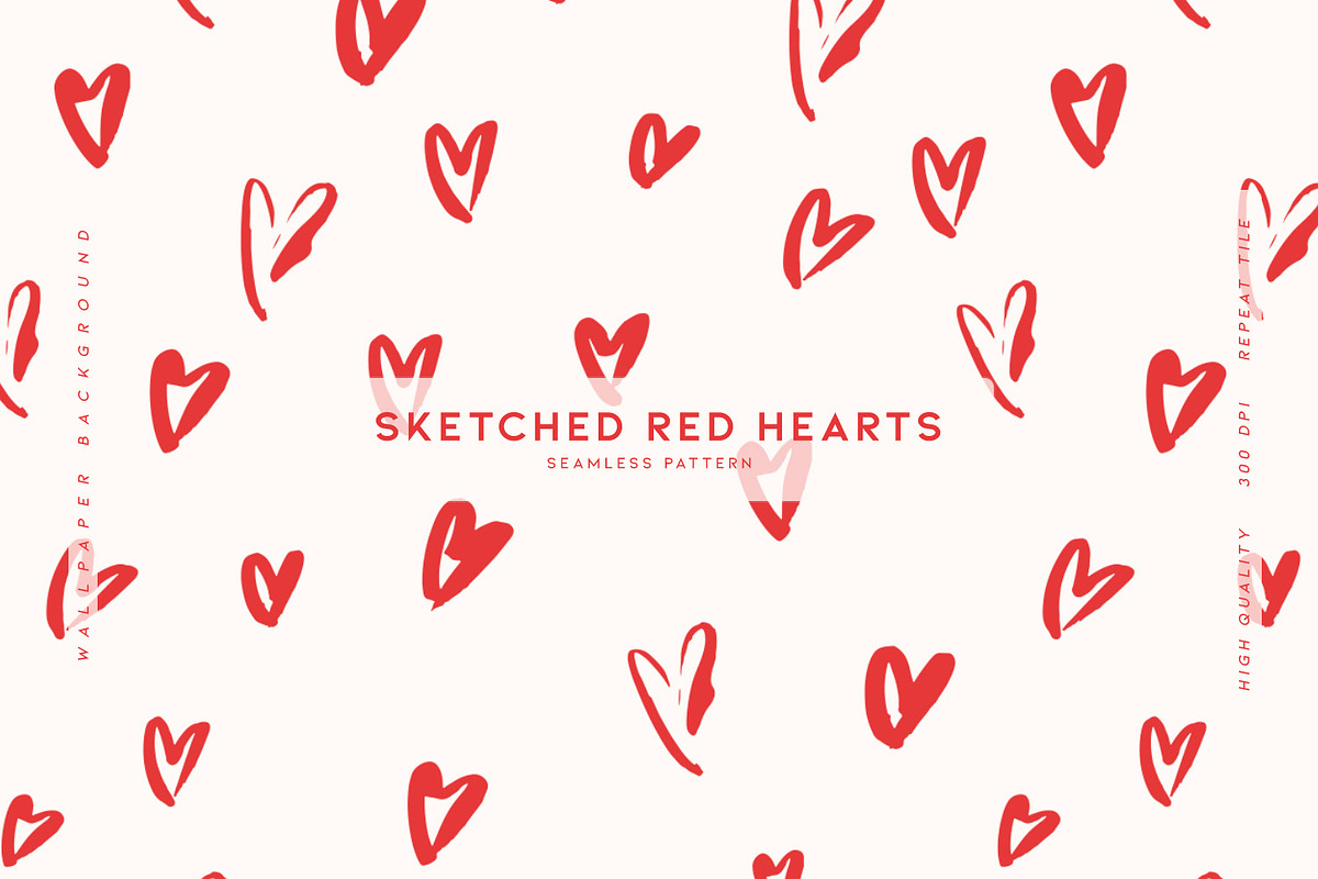 Sketched Red Hearts, a Wallpaper Graphic by MalyskaStudio (Photo 1 of 6)