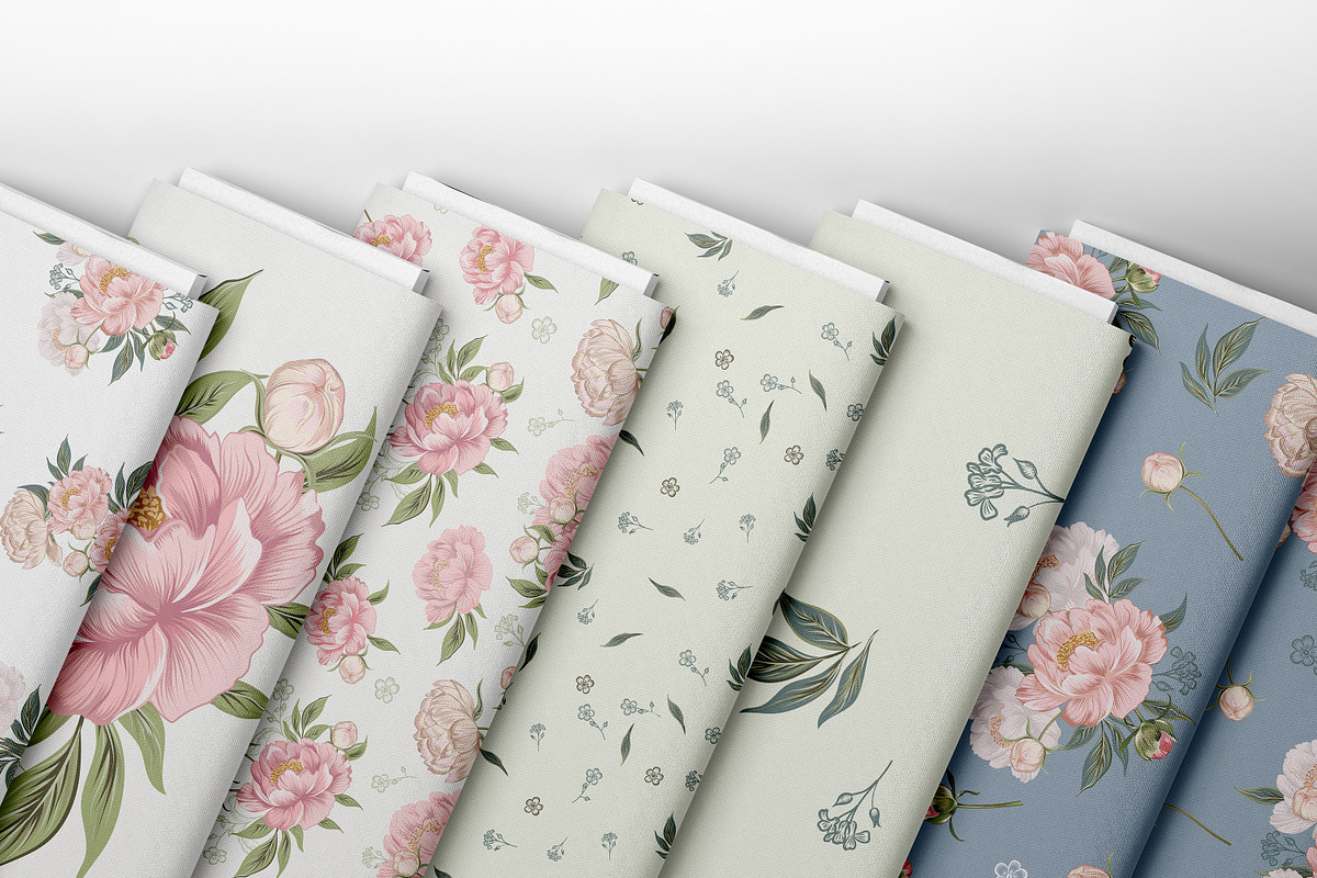 Pink peony vector patterns, a Decorative Illustration by FleurArt (Photo 6 of 7)