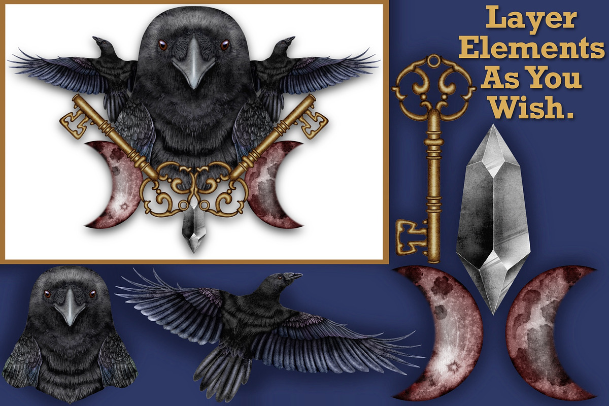 Crystal Magic, Dark clip art set., a Seasonal Illustration by Happy Sloth Graphics (Photo 2 of 18)