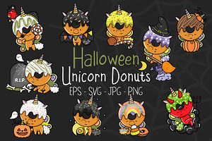 Cute Halloween Unicorn Donut Art