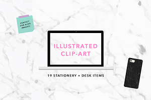 Illustrated Stationery Flat Lay Set