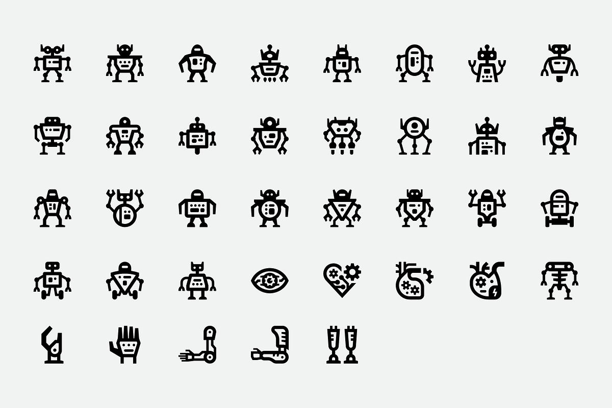 Basicons / Humanoid Robots Icons, an Outline Icon by EDT.Graphics (Photo 5 of 6)