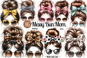 Messy Bun Mom Mothers Day Clipart