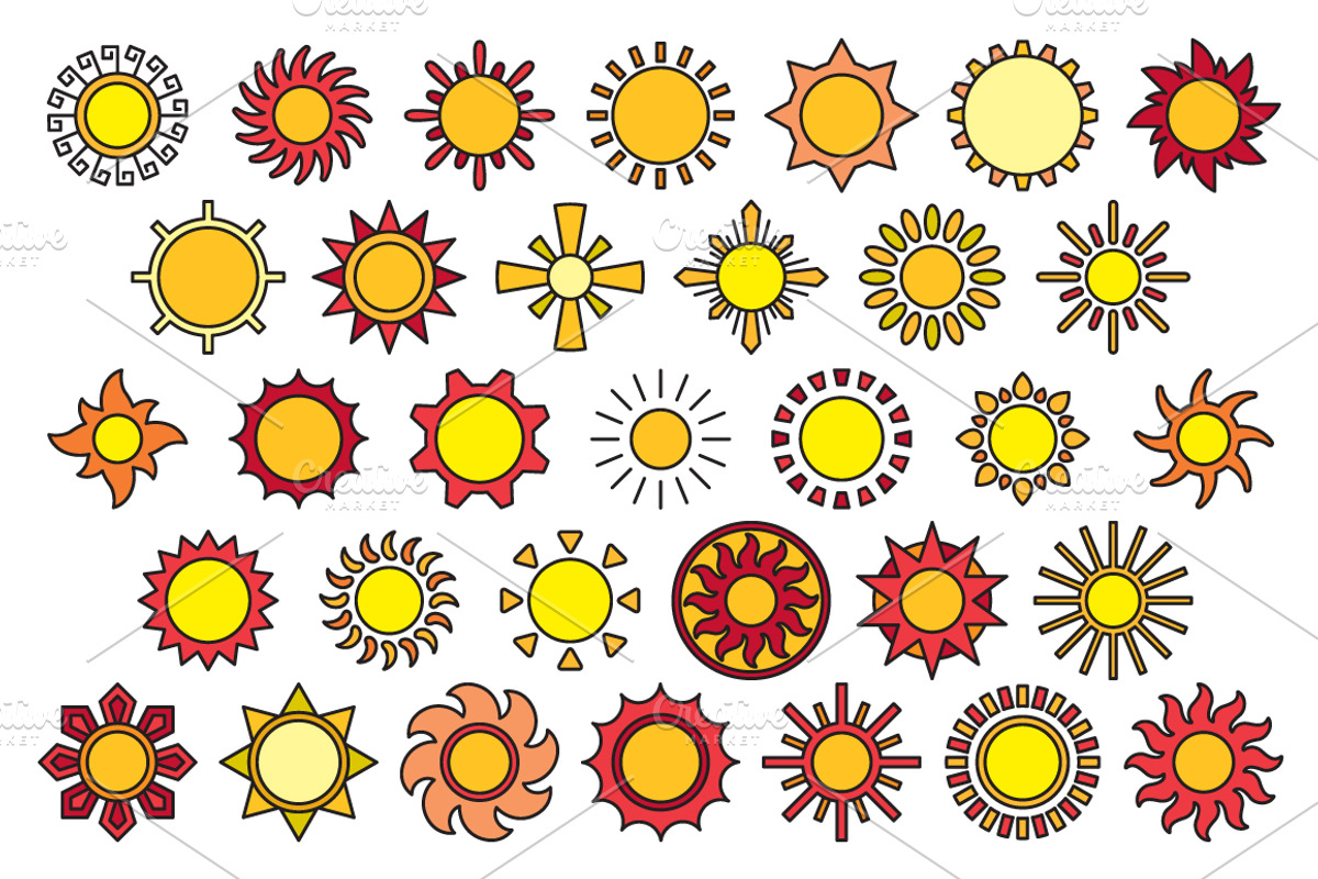 SUNS outline icons: 10 versions, an Outline Icon by beguima (Photo 4 of 11)