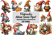 Watercolor Autumn Gnomes Clipart, an Illustration by Daily.Designs (Thumbnail 1 of 5)