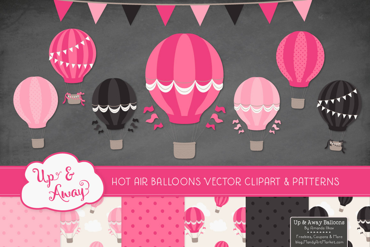 Hot Pink Hot Air Balloons & Patterns, an Illustration by Amanda Ilkov (Photo 2 of 5)
