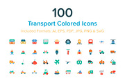 100 Transport Colored Icons, a Solid Icon by Creative Stall (Thumbnail 1 of 2)