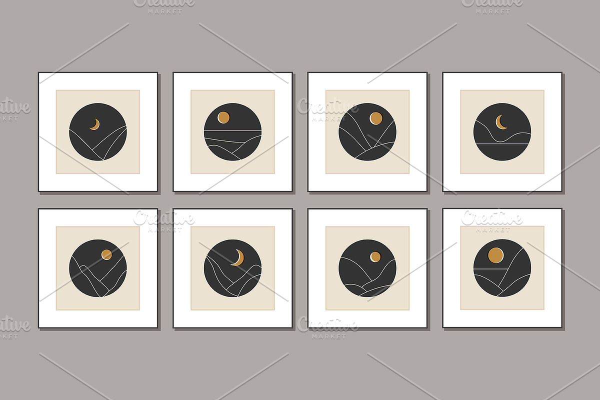 16 Abstract Sun and Mountain Prints, a Background Graphic by C Design Studio (Photo 3 of 9)
