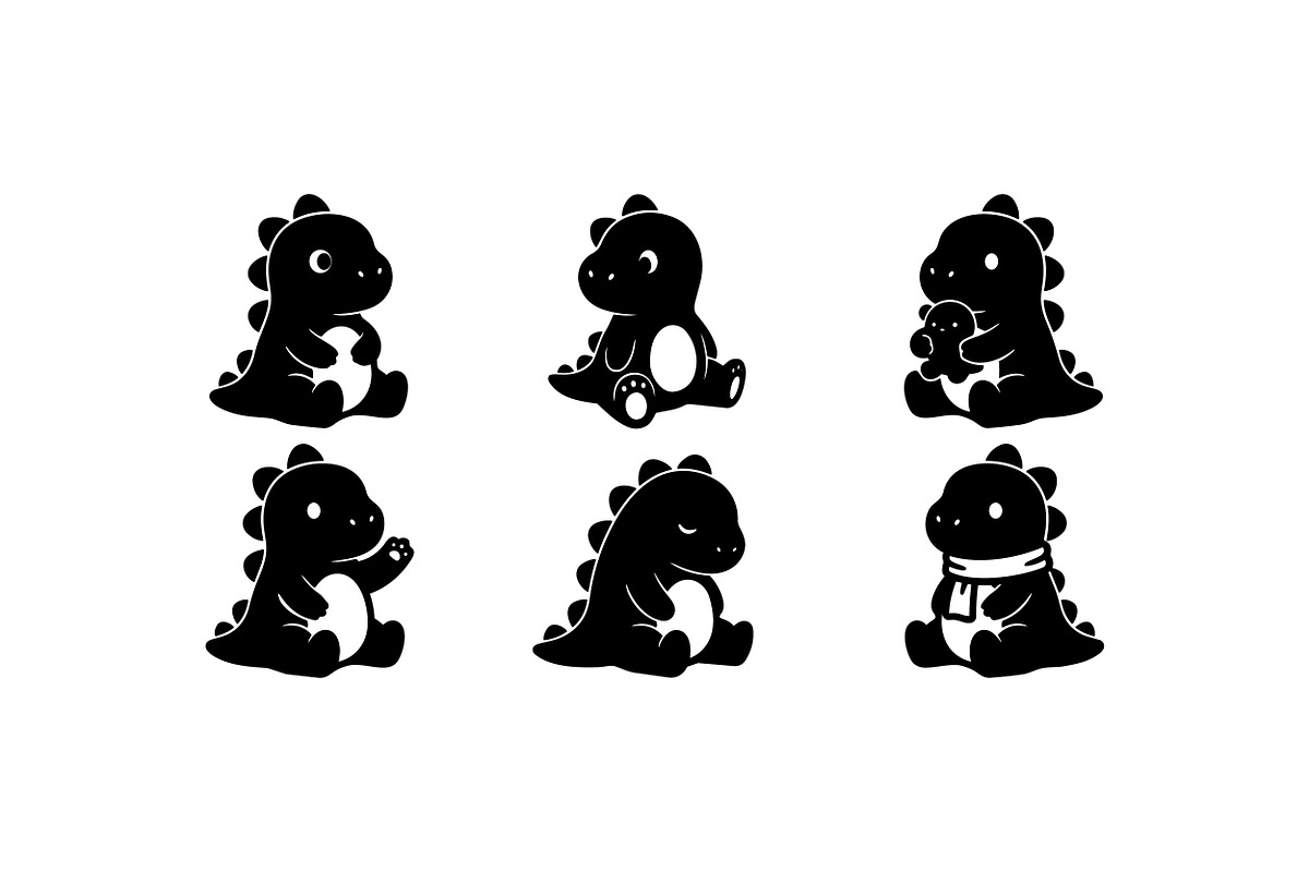 Cute Baby Dino Clipart Pack, an Illustration by designvectx (Photo 2 of 3)