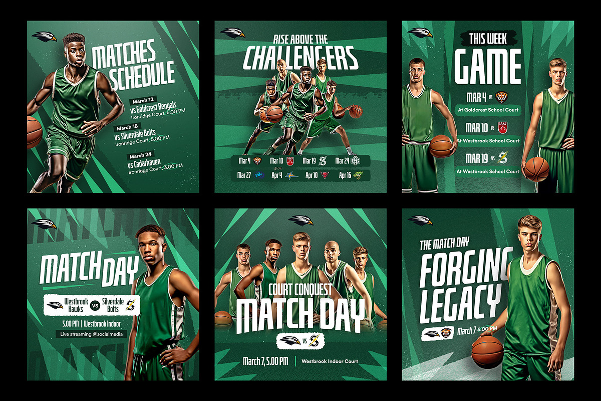 Basketball Team Instagram Templates, a Social Media Template by Bornx Design (Photo 3 of 6)