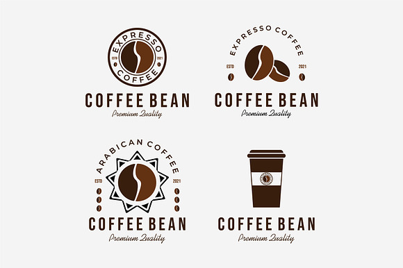 Set Bundle Coffee Bean Logo Vintage preview 2