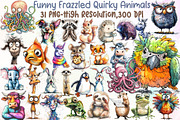Funny Frazzled Quirky Animals Clipar, an Illustration by Sublimation Artist (Thumbnail 1 of 6)