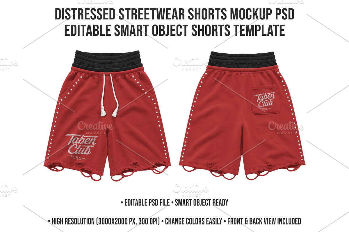 Distressed Streetwear Shorts Mockup, a Bottom Mockup by std.badboy (Photo 1 of 4)