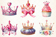 Pink Princess Tiara Sublimation Clip, an Illustration by DreamCafeArt (Thumbnail 2 of 5)