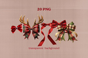 20 Realistic Christmas Bows PNG Pack