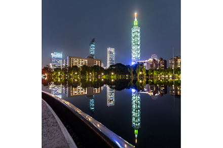 Taipei skyscrapers reflections at, an Architecture Photo by Leonid Andronov