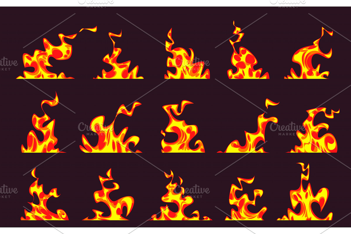 Anime fire background set, an Illustration by art PVP - market