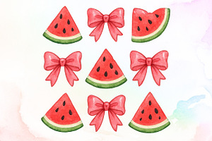 Coquette Watermelon Bows Summer PNG, an Illustration by Sublimation Artist