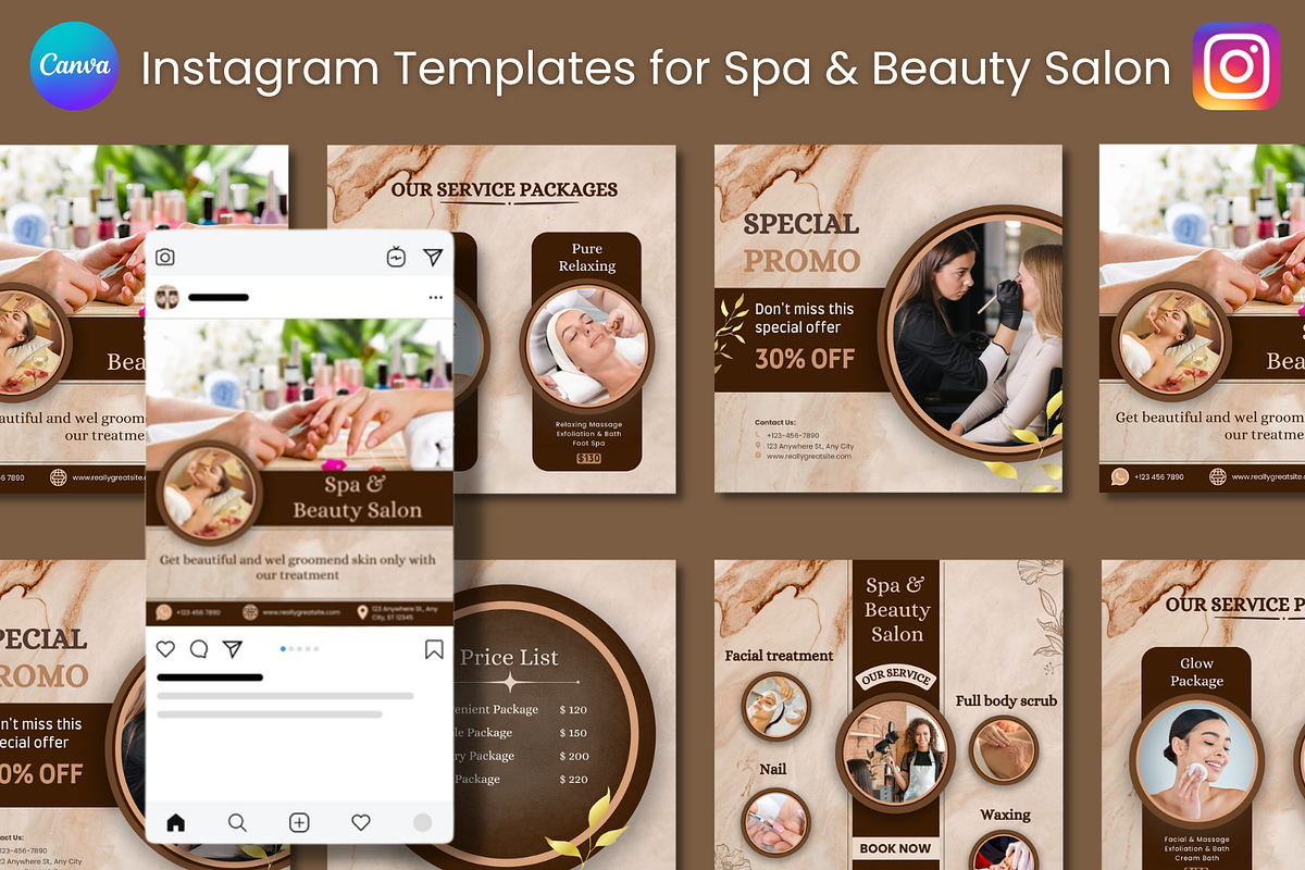 Instagram Canva Templates for Salon, a Social Media Template by Qamso Designs (Photo 1 of 2)