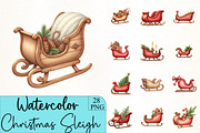 Christmas Sleigh Clipart, an Illustration by CrexoraLab (Thumbnail 1 of 5)
