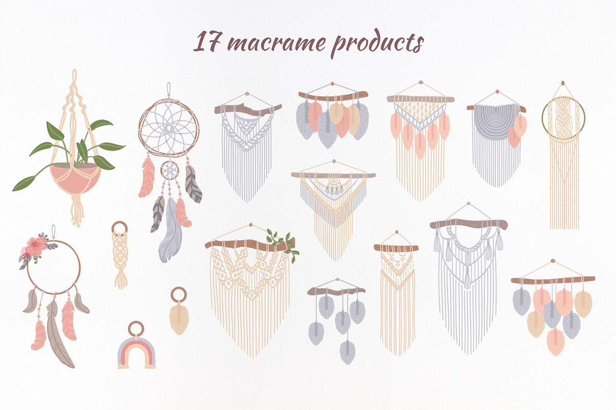 Macrame bohemian collection, a Decorative Illustration by Anna Summer (Photo 2 of 7)