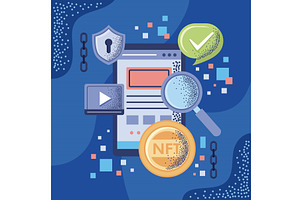 nft tech in smartphone, a Technology Illustration by studiogstock