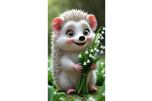 Cute cartoon hedgehog holding a, an Illustration by tilialucida