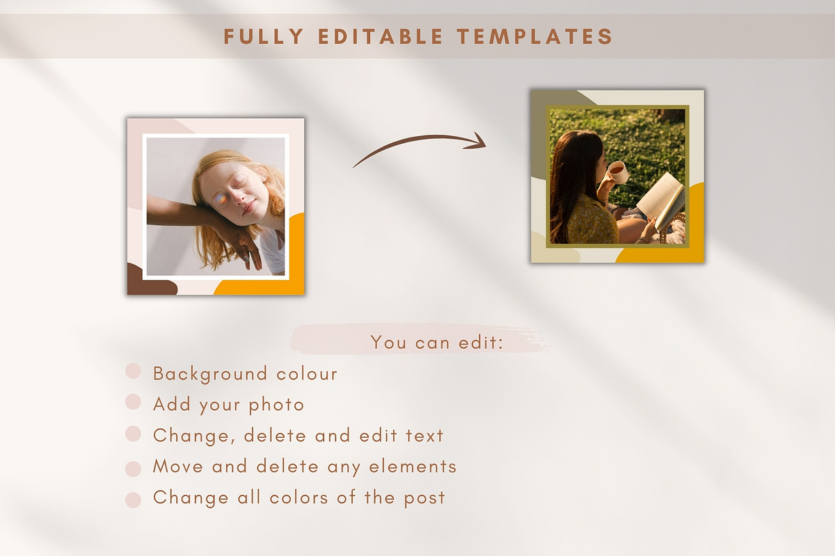 Boho Social Media Templates Canva, a Social Media Template by Boltik Studio (Photo 4 of 9)