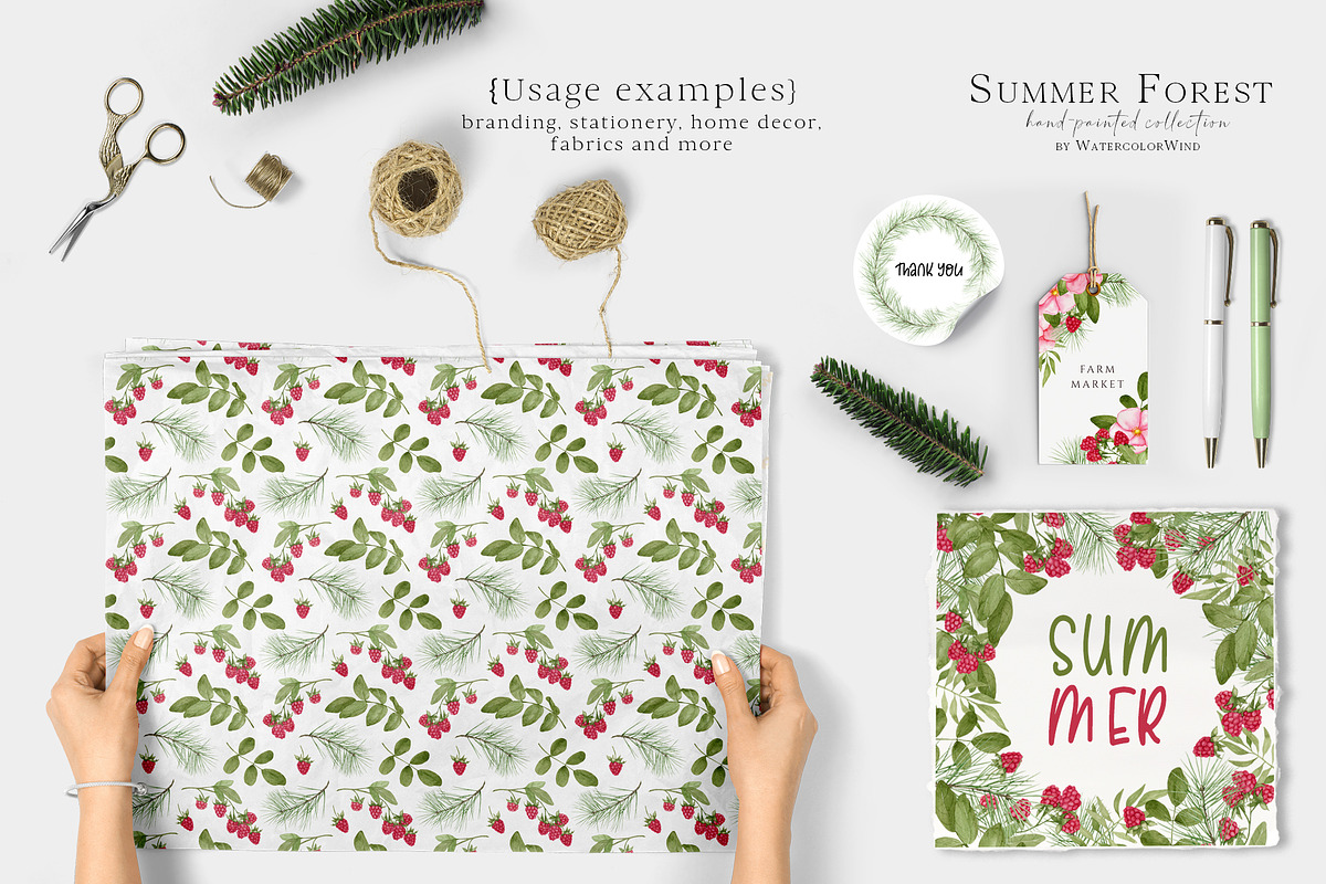 Forest Floral Clipart with Raspberry, an Illustration by WatercolorWind (Photo 3 of 14)
