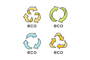 Eco Labels Yellow Color Icons Set