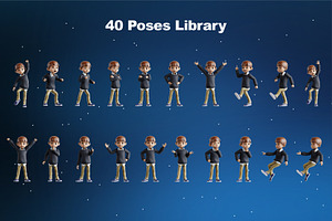 3D Character Boy Child Pose Library