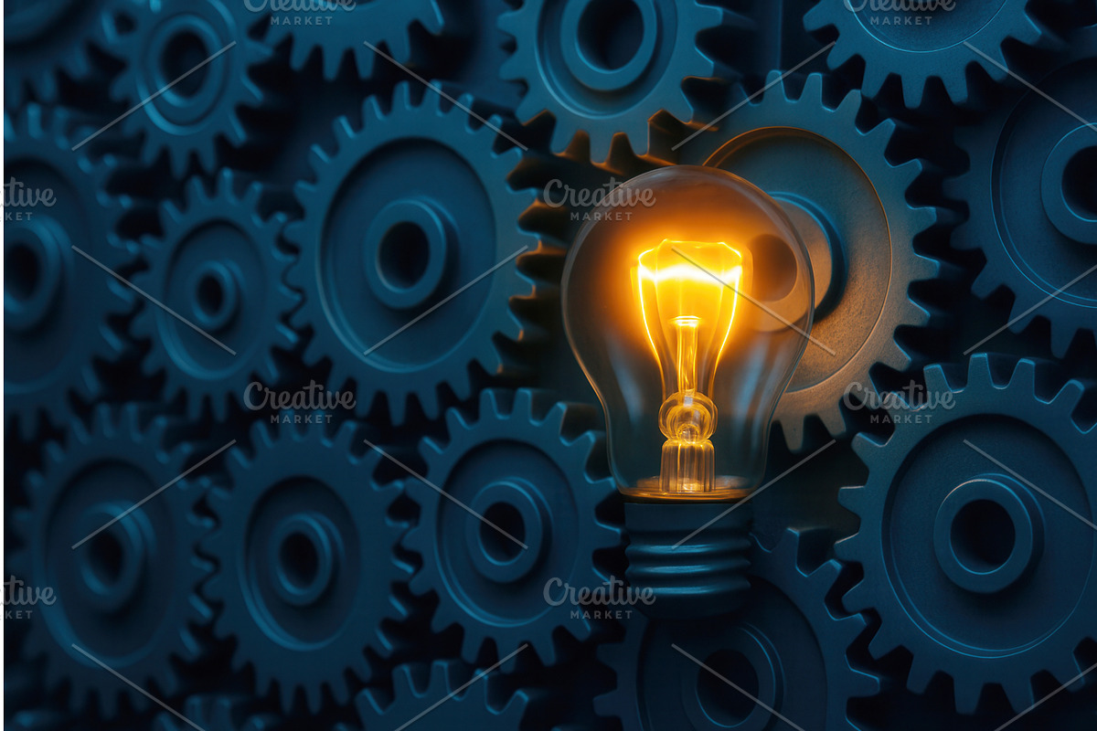 A glowing light bulb stands out, an Illustration by Sergey Kotenev