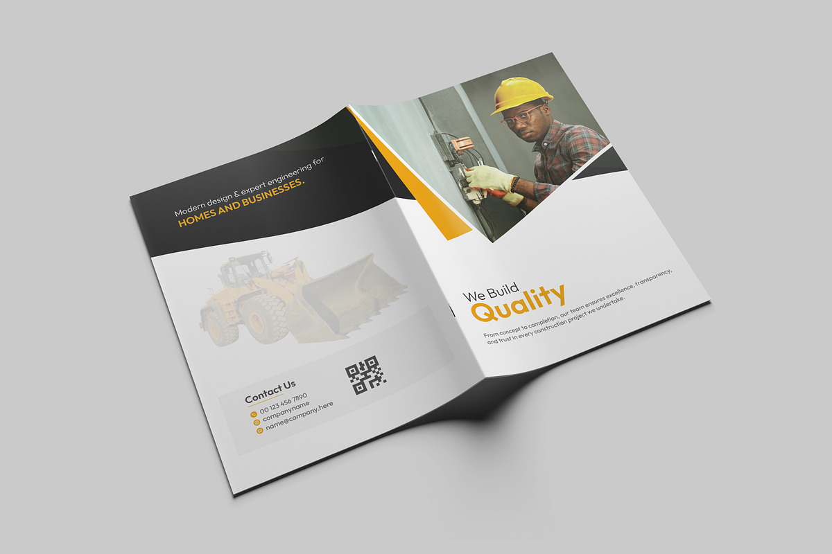 Construction Bifold Company Profile, a Brochure Template by VectStock (Photo 1 of 5)