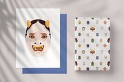 Japanese Noh masks seamless pattern, a Pattern Graphic by Good Studio (Thumbnail 4 of 4)