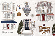 Midnight Town – Winter Line Art, a Seasonal Illustration by Mio Buono (Thumbnail 4 of 18)