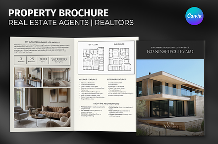 Real Estate Property Brochure Canva, a Brochure Template by Gilla Templates