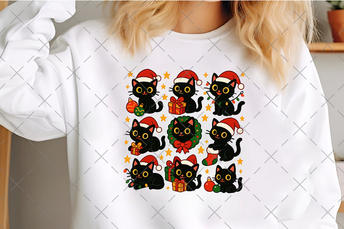Christmas Black Cat PNG, an Illustration by Craft Nest (Photo 5 of 6)