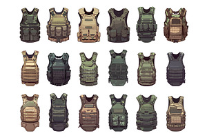 Set of cartoon bulletproof vests of, an Object Illustration by LadadikArt