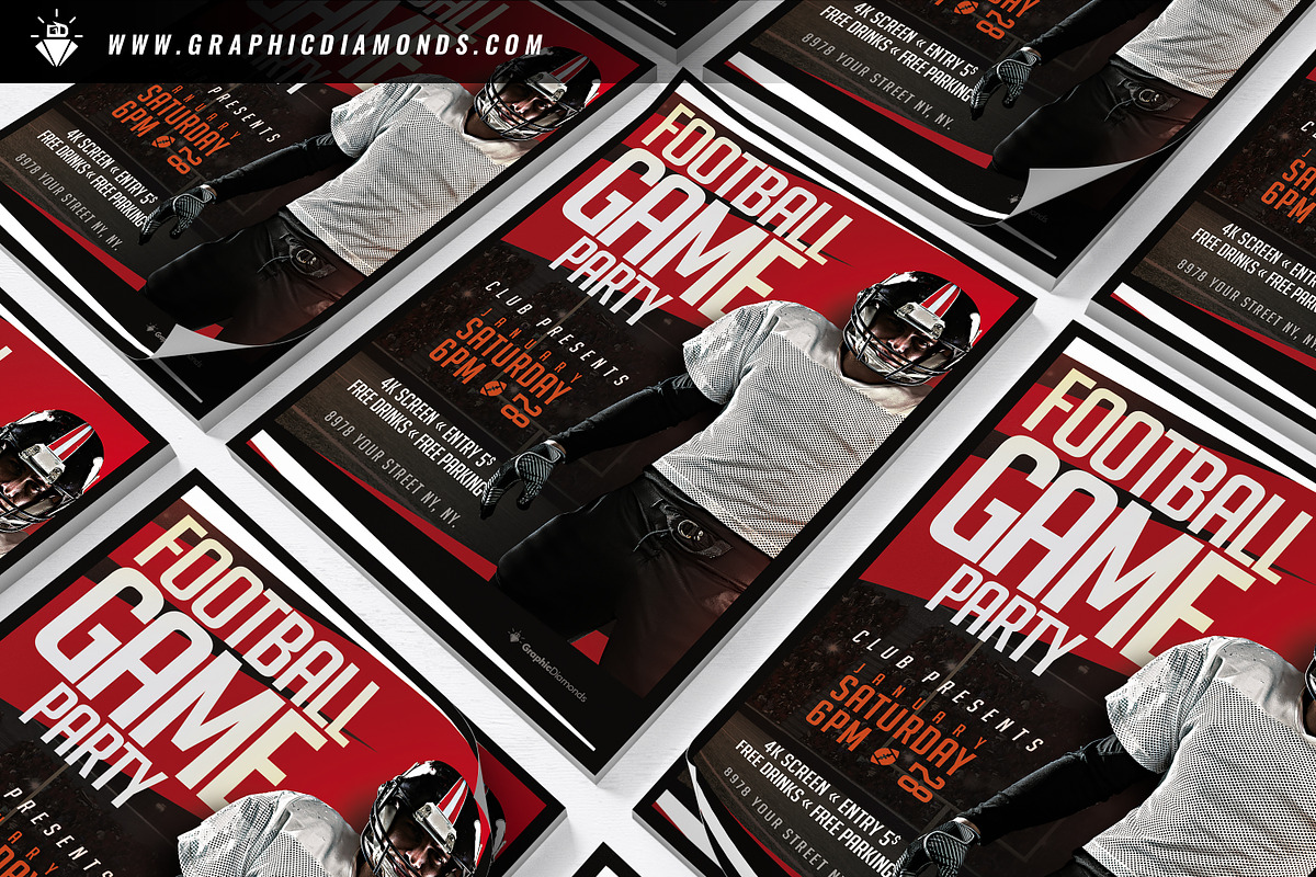 American Football Party Flyer, a Flyer Template by GraphicDiamonds (Photo 5 of 6)