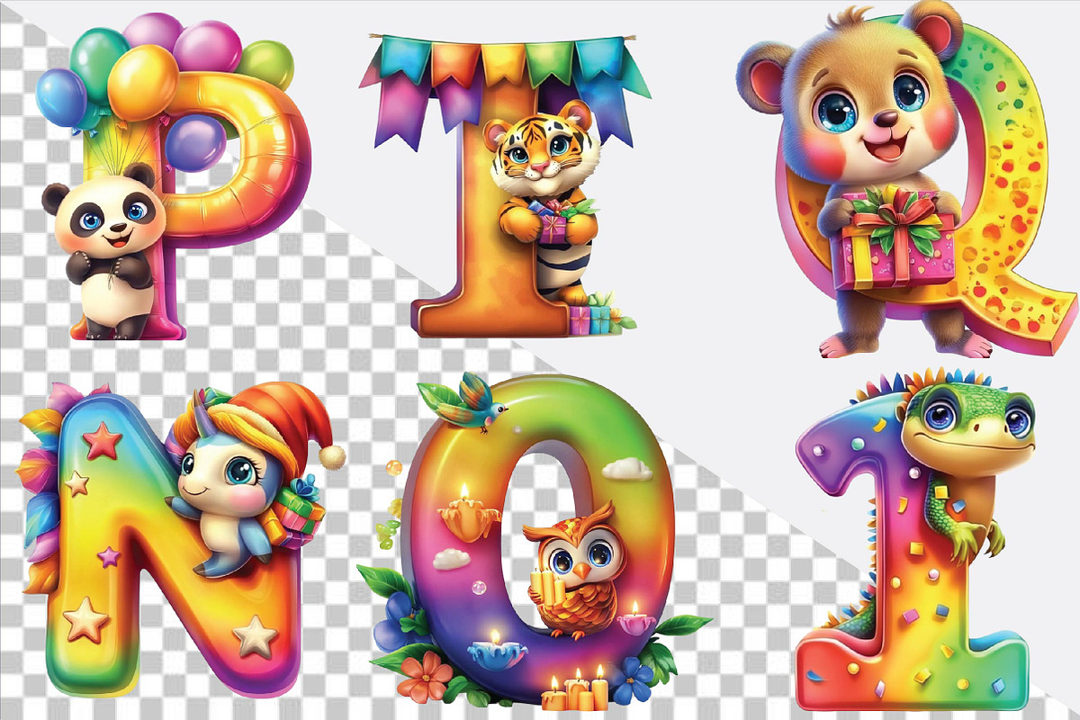 Cute Animal Alphabet Clipart Bundle, an Illustration by SVGArt (Photo 2 of 9)
