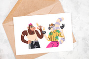 Funny animals at birthday party set, an Animal Illustration by Good Studio (Thumbnail 7 of 7)