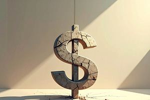 Cracked dollar symbol showing fragility, a Background Graphic by DanFLCreativo
