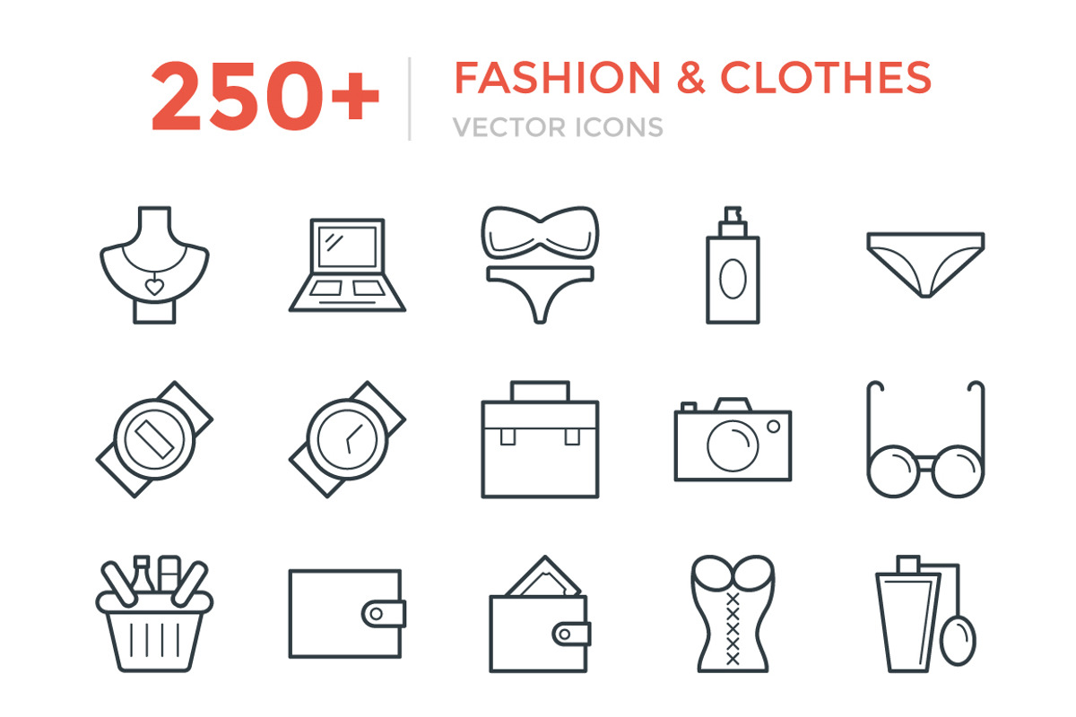 250+ Fashion and Clothes Icons, an Outline Icon by Vectors Market (Photo 1 of 5)