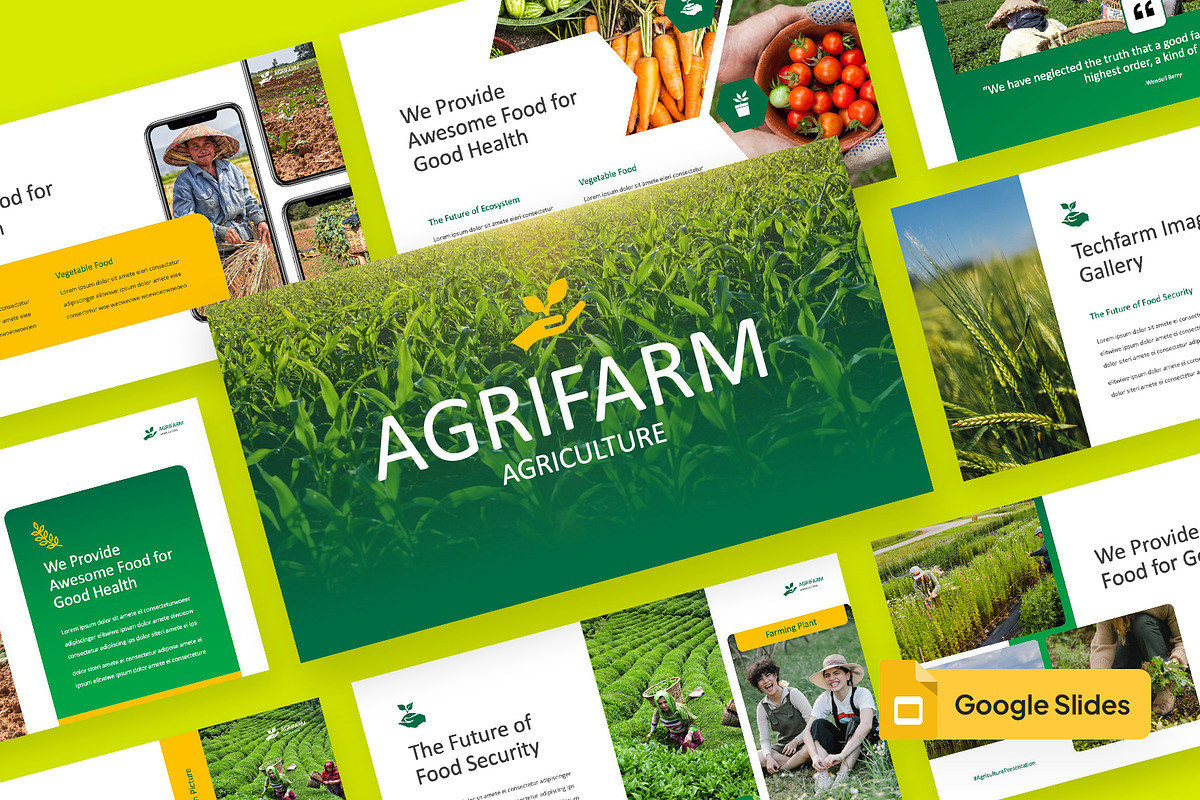 AGRIFARM - Agriculture Google Slides, a Presentation Template by rgbryand (Photo 1 of 9)