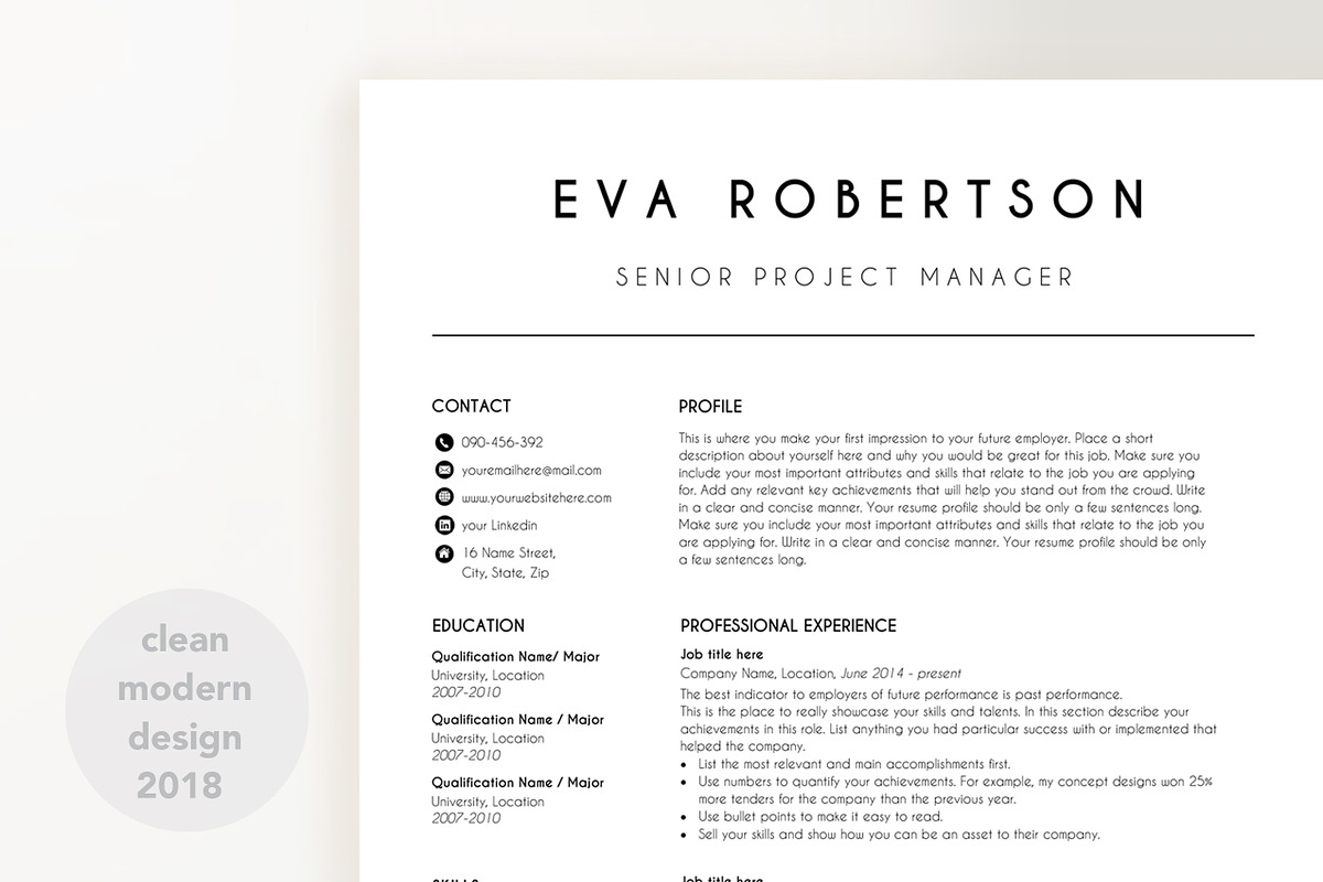 CV template 2 page EVA, a Resume Template by PinkJellyfish (Photo 4 of 6)
