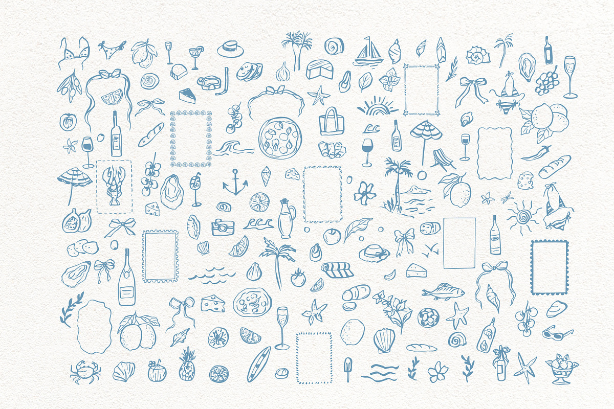 Hand drawn retro Beachy Vibes set, an Object Illustration by RaDavCrafts (Photo 3 of 12)