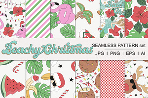 Tropical Beach Christmas Pattern Set